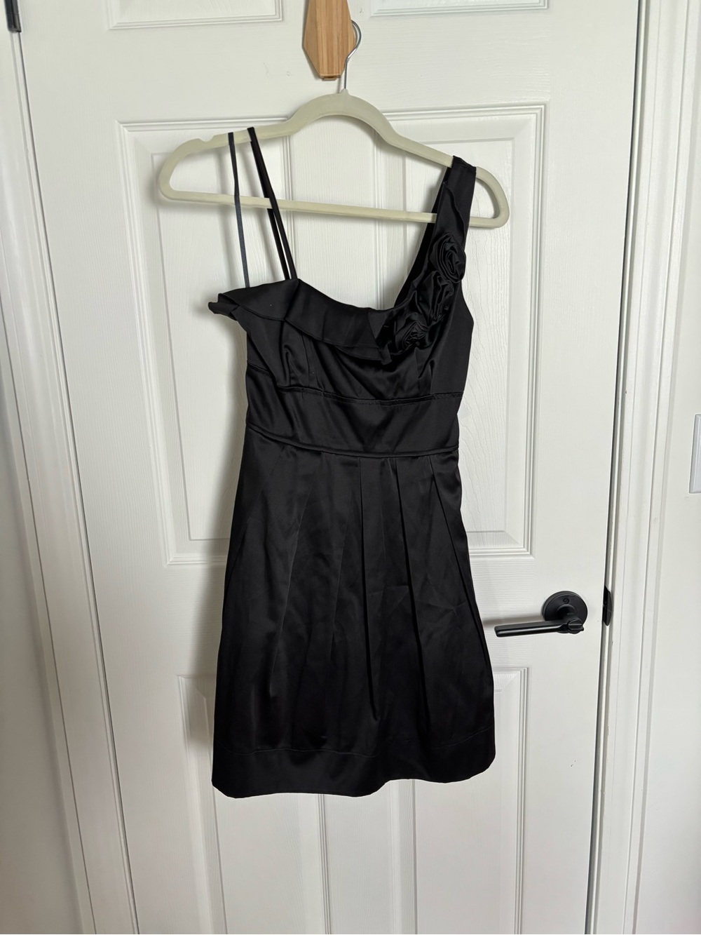 Charlotte Russe Black One-Shoulder Rosette Cocktail Dress